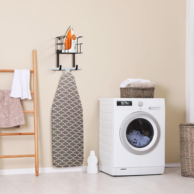 ORLESS Over The Door/Wall Mount Ironing Board Hanger, Laundry Room Iron and Ironing Board Caddy Storage Holder, Black - Image 3